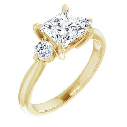 Princess Yellow Gold Accent Engagement Ring