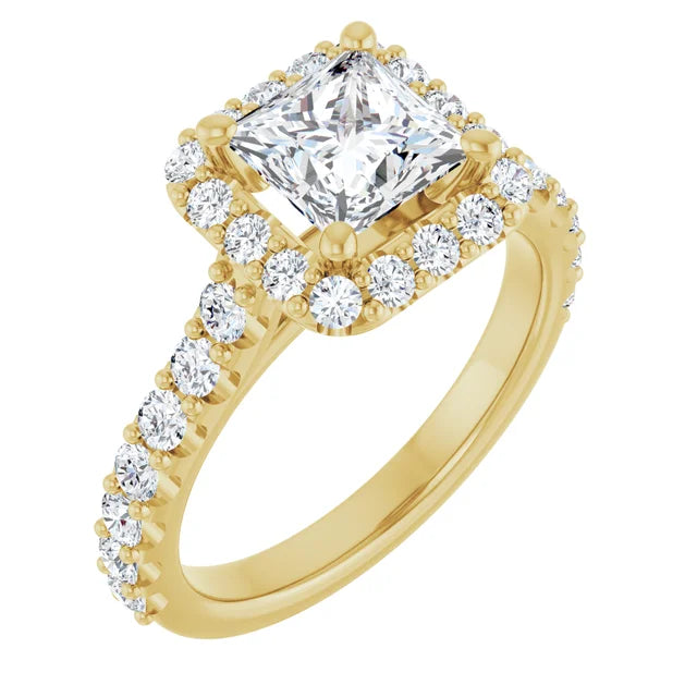Princess Halo Yellow Gold Style Engagement Ring