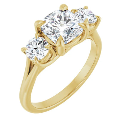 Cushion Yellow Gold Accent Engagement Ring