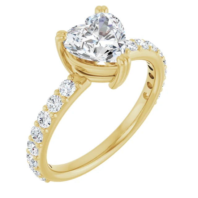 Heart Yellow Gold Claw Set Style Engagement Ring