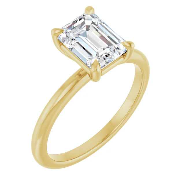 Emerald Yellow Gold Solitaire Engagement Ring