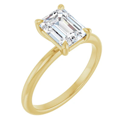 Emerald Yellow Gold Solitaire Engagement Ring