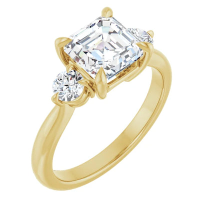 Asscher Yellow Gold Accent Engagement Ring