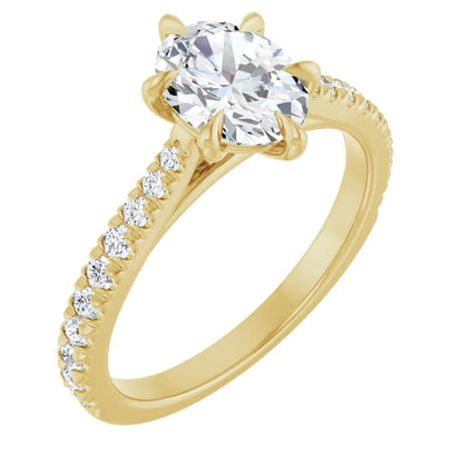 Oval Yellow Gold Claw Set Style Engagement Ring