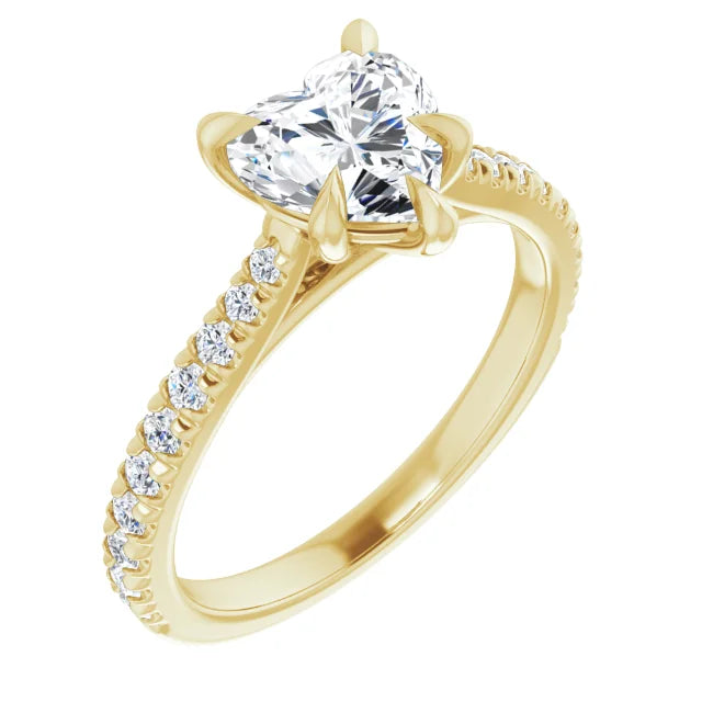 Heart Yellow Gold Claw Set Style Engagement Ring