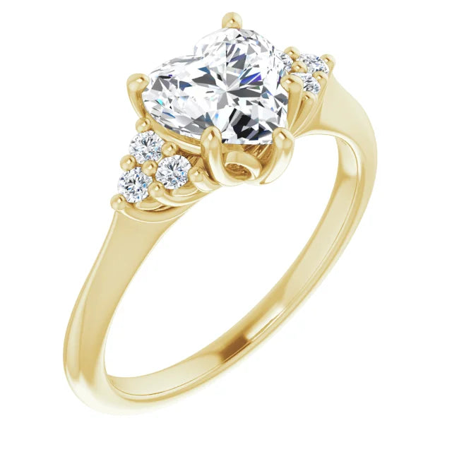Heart Yellow Gold Antique Inspired Design Engagement Ring