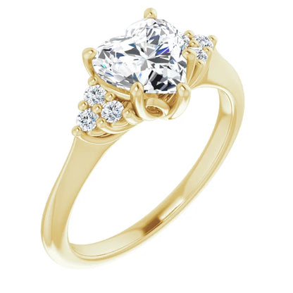 Heart Yellow Gold Antique Inspired Design Engagement Ring