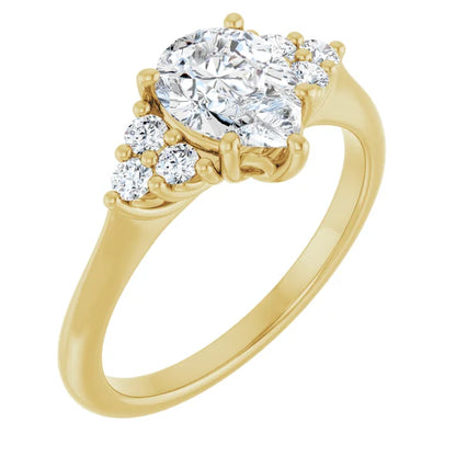 Pear Yellow Gold Antique Inspired Design Engagement Ring