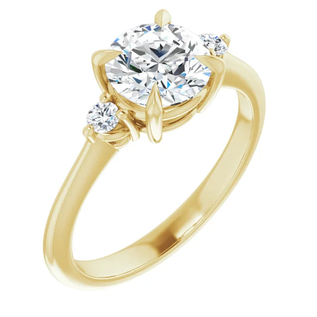 Round Brilliant Yellow Gold Accent Engagement Ring