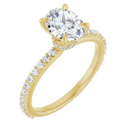 Oval Yellow Gold Claw Set Style Engagement Ring 
