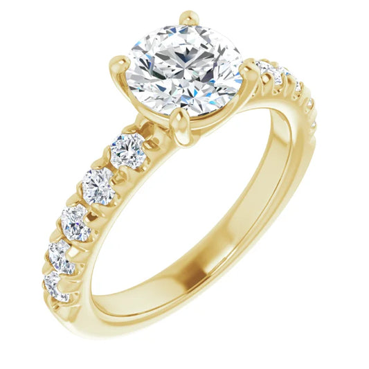 Round Brilliant Yellow Gold Four Claw Set Style Engagement Ring