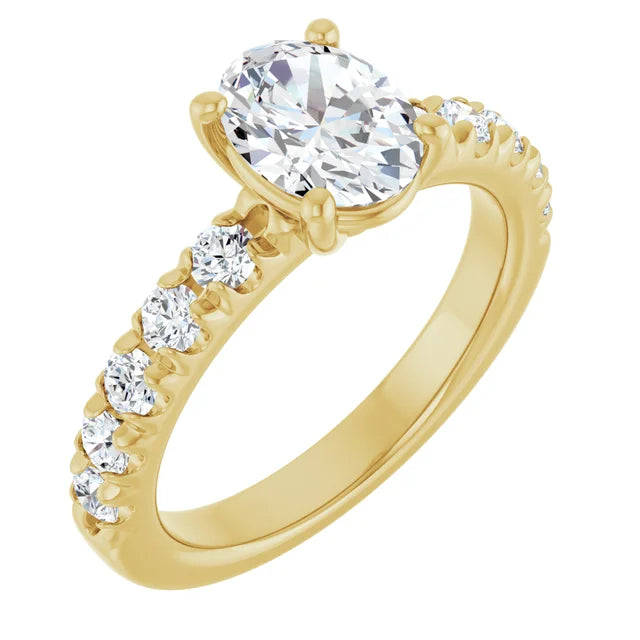 Oval Yellow Gold Four Claw Set Style Engagement Ring