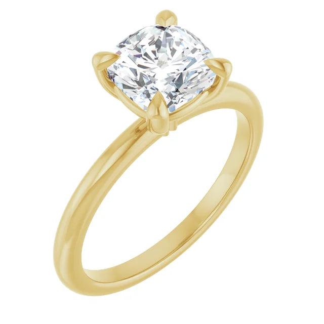 Cushion Yellow Gold Solitaire Engagement Ring