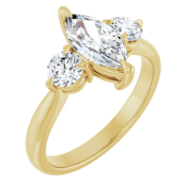 Marquise Yellow Gold Accent Engagement Ring