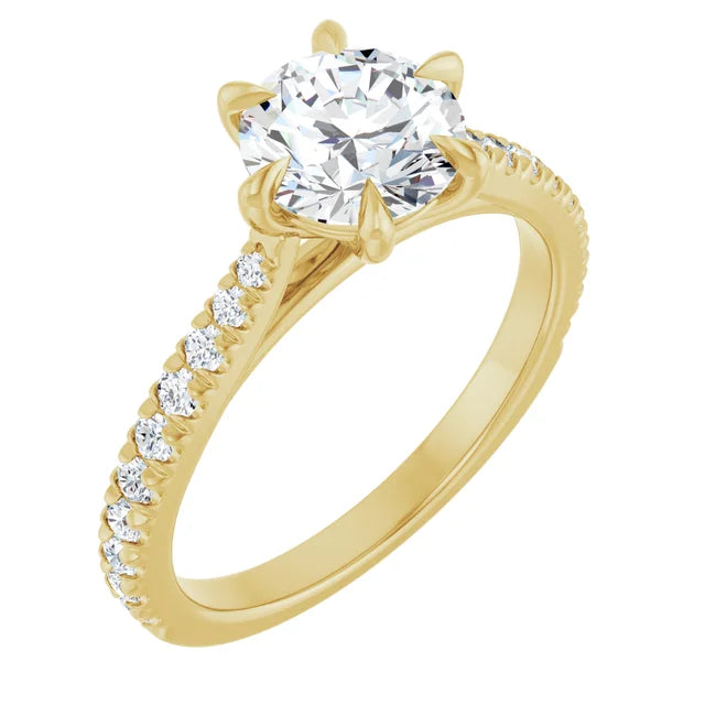 Round Brilliant Yellow Gold Claw Set Style Engagement Ring