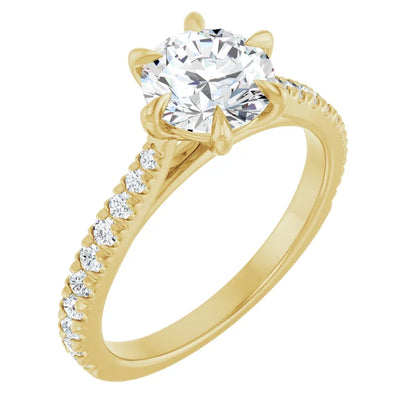 Round Brilliant Yellow Gold Claw Set Style Engagement Ring