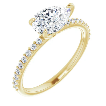 Pear Yellow Gold East West Style Engagement Ring