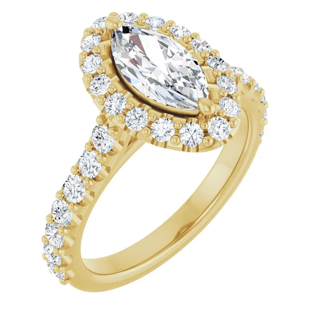 Marquise Halo Yellow Gold Style Engagement Ring