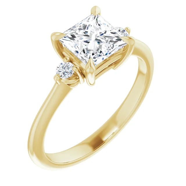 Princess Yellow Gold Accent Engagement Ring