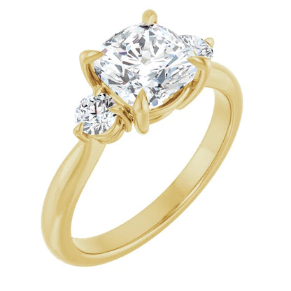 Cushion Yellow Gold Accent Engagement Ring