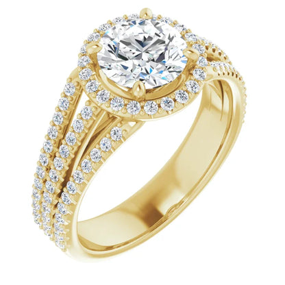 Round Brilliant Yellow Gold Halo Style Engagement Ring