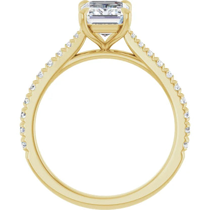 Emerald Yellow Gold Claw Set Style Engagement Ring