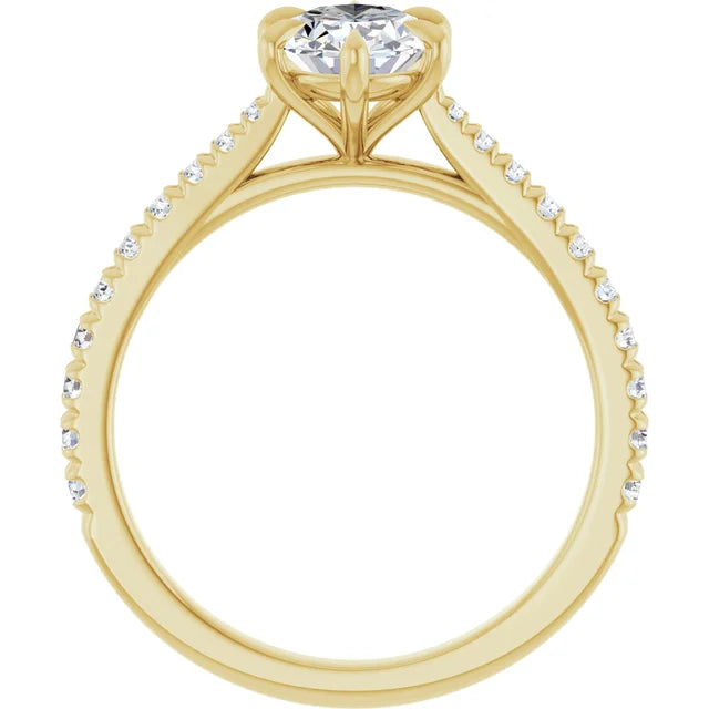 Oval Yellow Gold Claw Set Style Engagement Ring