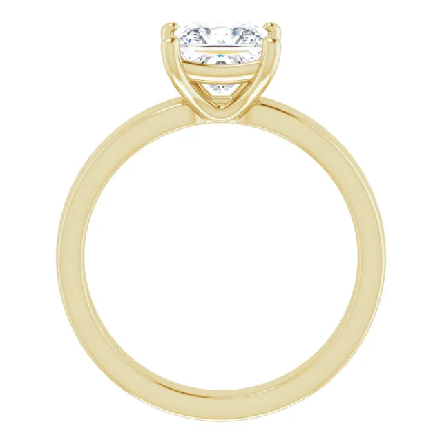Princess Yellow Gold Wide Band Solitaire Engagement Ring