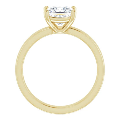 Princess Yellow Gold Wide Band Solitaire Engagement Ring