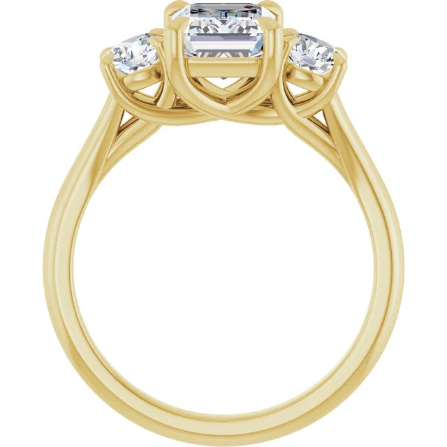 Emerald Yellow Gold Accent Engagement Ring