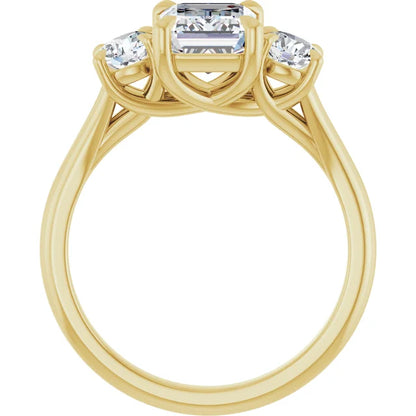 Emerald Yellow Gold Accent Engagement Ring