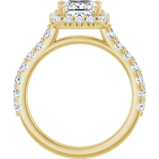 Princess Halo Yellow Gold Style Engagement Ring