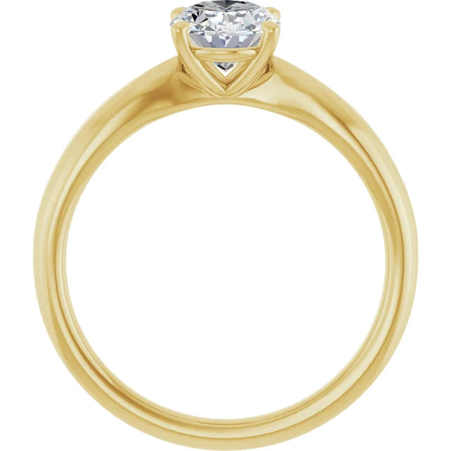 Oval Yellow Gold Knife Edge Solitaire Engagement Ring