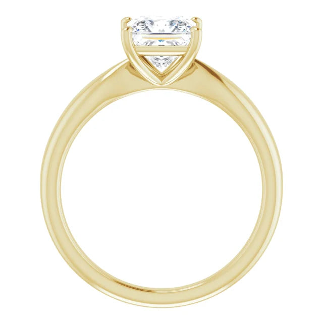 Princess Yellow Gold Knife Edge Solitaire Engagement Ring