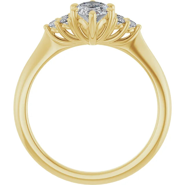 Marquise Yellow Gold Antique Inspired Design Engagement Ring