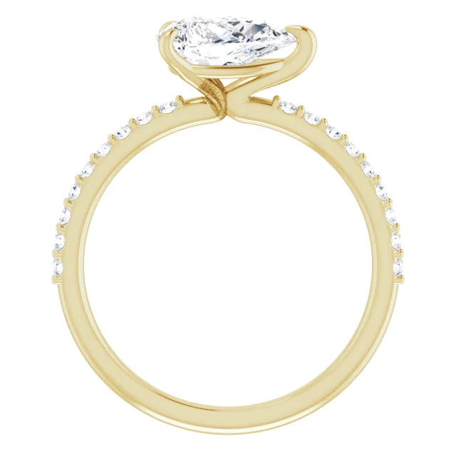 Pear Yellow Gold East West Style Engagement Ring