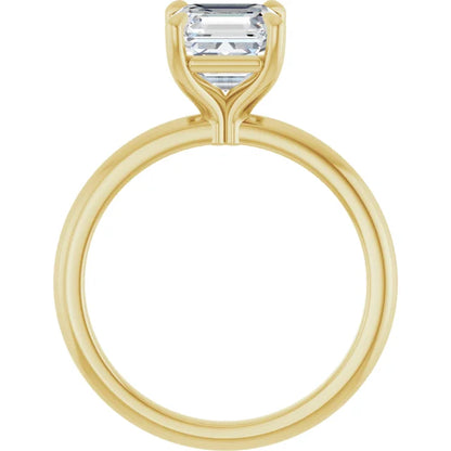 Asscher Yellow Gold Solitaire Engagement Ring