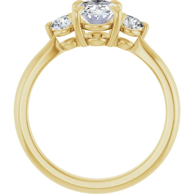 Oval Yellow Gold Accent Engagement Ring
