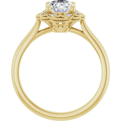 Oval Yellow Gold Antique Inspired Design Engagement Ring