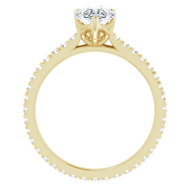 Pear Yellow Gold Claw Set Eternity Style Engagement Ring