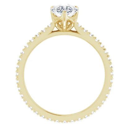 Pear Yellow Gold Claw Set Eternity Style Engagement Ring