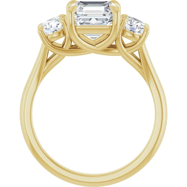 Asscher Yellow Gold Accent Engagement Ring