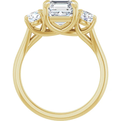 Asscher Yellow Gold Accent Engagement Ring