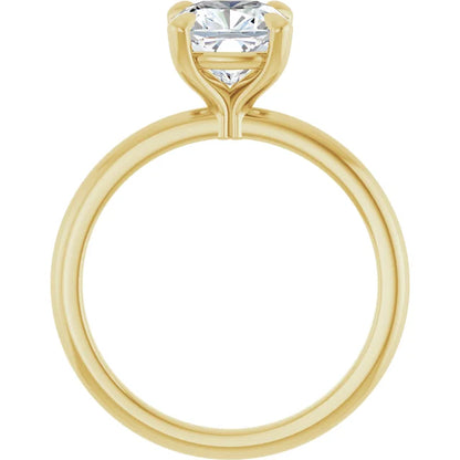 Cushion Yellow Gold Solitaire Engagement Ring