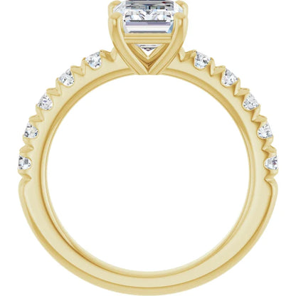 Emerald Yellow Gold Four Claw Set Style Engagement Ring