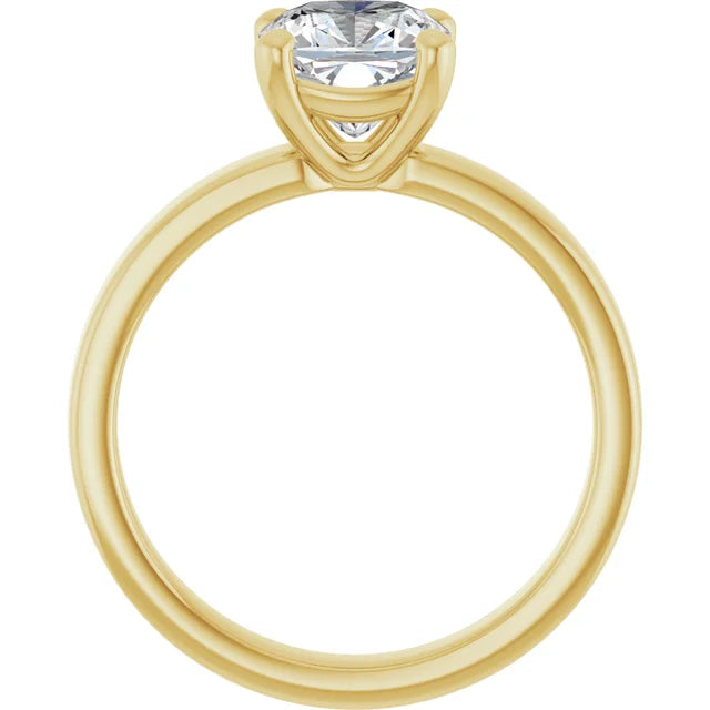Cushion Yellow Gold Wide Band Solitaire Engagement Ring
