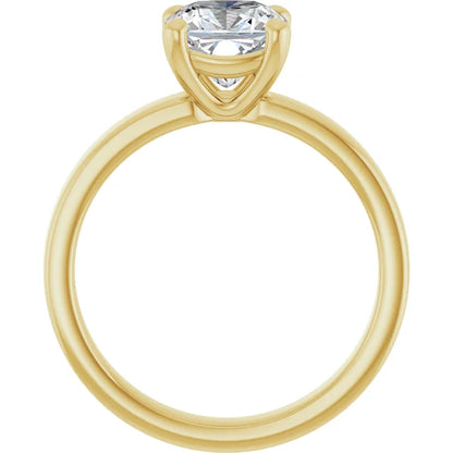 Cushion Yellow Gold Wide Band Solitaire Engagement Ring