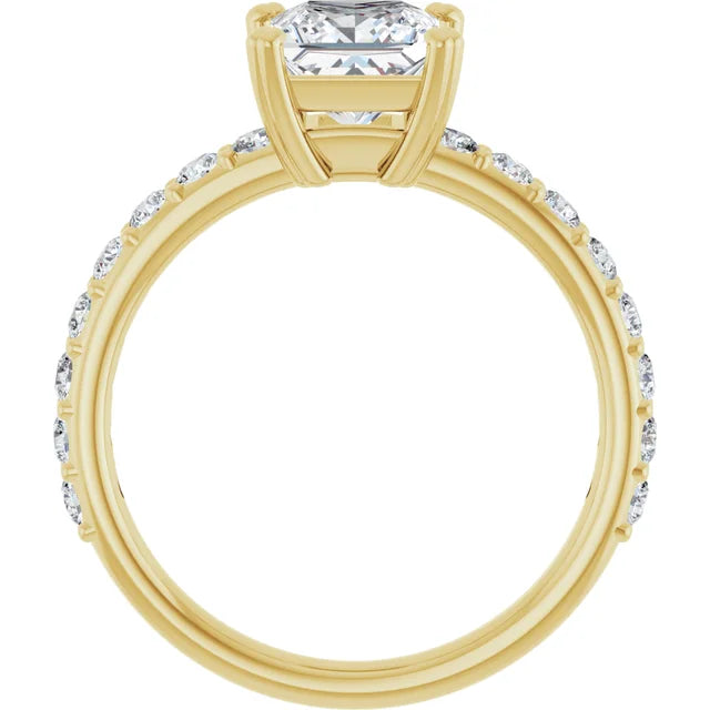 Princess Yellow Gold Claw Set Style Engagement Ring