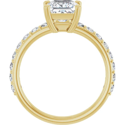 Princess Yellow Gold Claw Set Style Engagement Ring