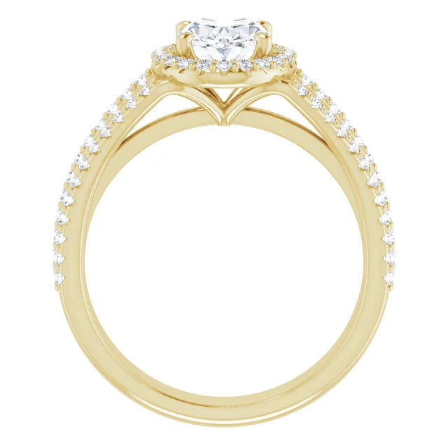 Oval Yellow Gold Halo Style Engagement Ring